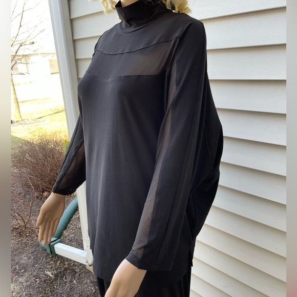 ANNE KLEIN WOMAN OVERSIZED LONG SLEEVE BLACK SHEER LINED BLOUSE 2XL NWT - Picture 10 of 15